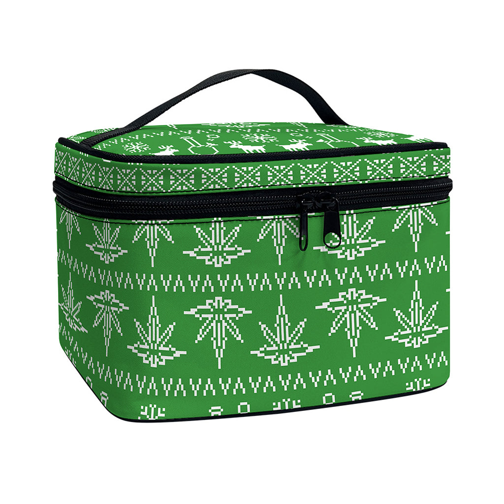 Christmas Pot Leaf Pattern Print Travel Makeup Bag