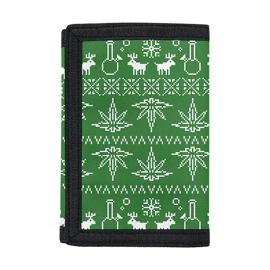 Christmas Pot Leaf Pattern Print Trifold Wallet