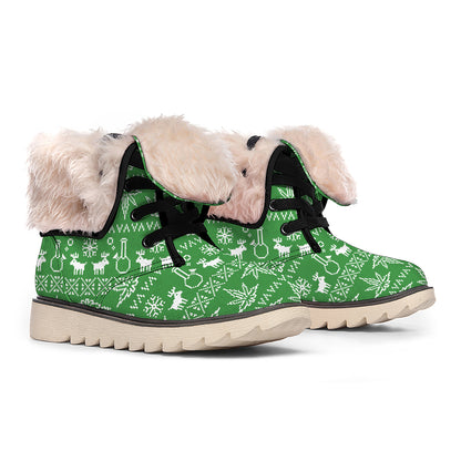 Christmas Pot Leaf Pattern Print Winter Boots