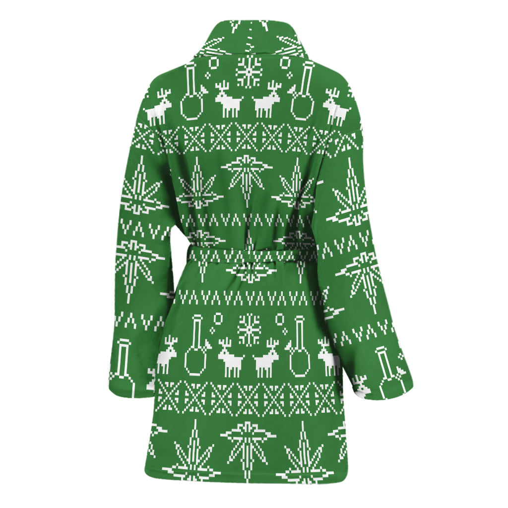 Christmas Pot Leaf Pattern Print Women's Bathrobe