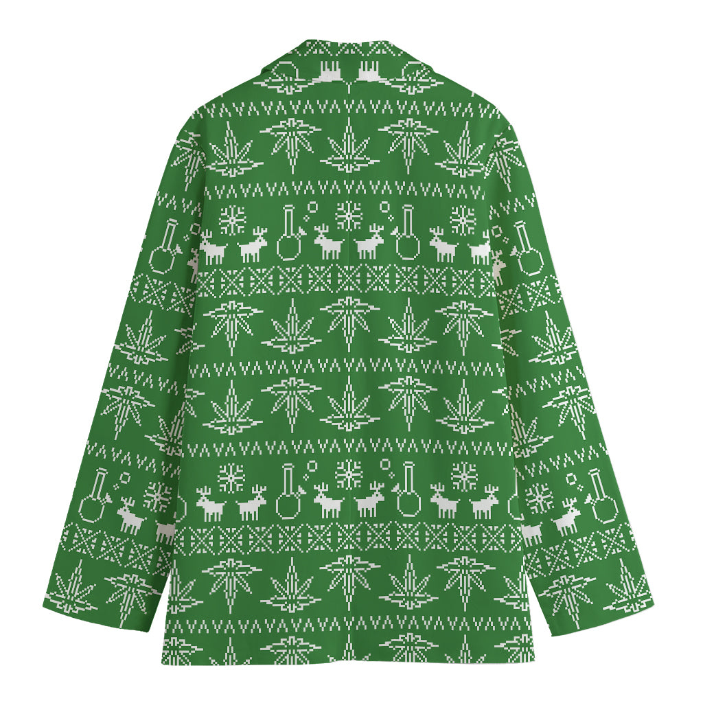 Christmas Pot Leaf Pattern Print Women's Blazer
