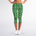 Christmas Pot Leaf Pattern Print Women's Capri Leggings