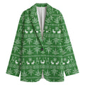Christmas Pot Leaf Pattern Print Women's Cotton Blazer