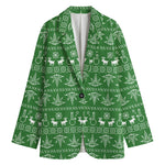 Christmas Pot Leaf Pattern Print Women's Cotton Blazer