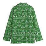 Christmas Pot Leaf Pattern Print Women's Cotton Blazer