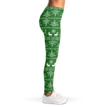 Christmas Pot Leaf Pattern Print Women's Leggings