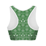 Christmas Pot Leaf Pattern Print Women's Sports Bra