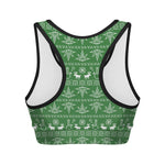 Christmas Pot Leaf Pattern Print Women's Sports Bra