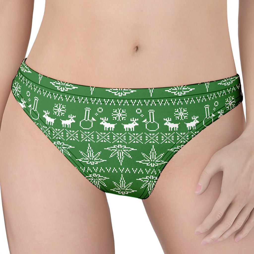 Christmas Pot Leaf Pattern Print Women's Thong