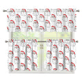 Christmas Santa Claus Pattern Print 3 Piece Kitchen Curtains