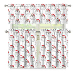 Christmas Santa Claus Pattern Print 3 Piece Kitchen Curtains