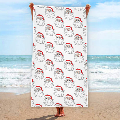 Christmas Santa Claus Pattern Print Beach Towel