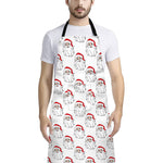 Christmas Santa Claus Pattern Print Bib Apron With Pocket