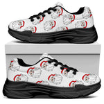 Christmas Santa Claus Pattern Print Black Chunky Shoes