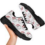 Christmas Santa Claus Pattern Print Black Chunky Shoes