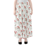 Christmas Santa Claus Pattern Print Chiffon Maxi Skirt