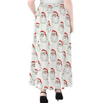 Christmas Santa Claus Pattern Print Chiffon Maxi Skirt
