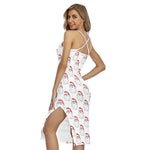 Christmas Santa Claus Pattern Print Cross Back Cami Dress