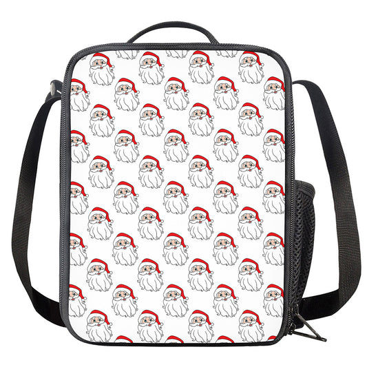 Christmas Santa Claus Pattern Print Crossbody Lunch Bag