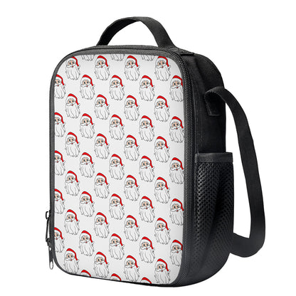 Christmas Santa Claus Pattern Print Crossbody Lunch Bag