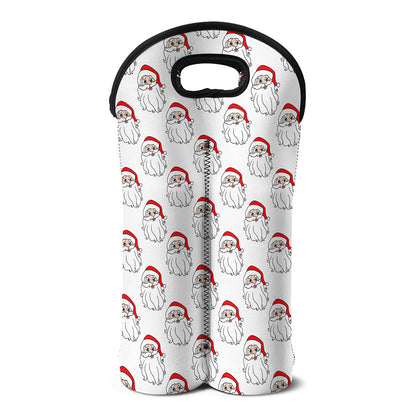 Christmas Santa Claus Pattern Print Double Neoprene Wine Tote