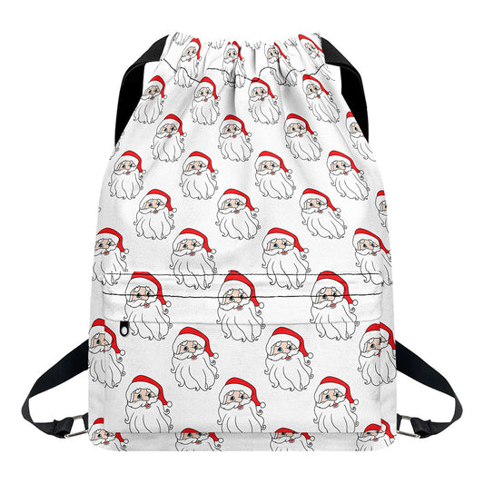 Christmas Santa Claus Pattern Print Drawstring Backpack