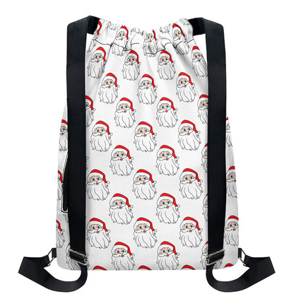 Christmas Santa Claus Pattern Print Drawstring Backpack