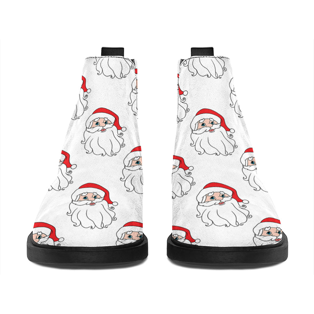 Christmas Santa Claus Pattern Print Flat Ankle Boots