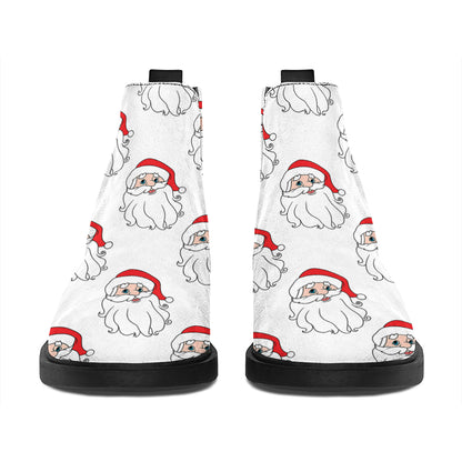 Christmas Santa Claus Pattern Print Flat Ankle Boots