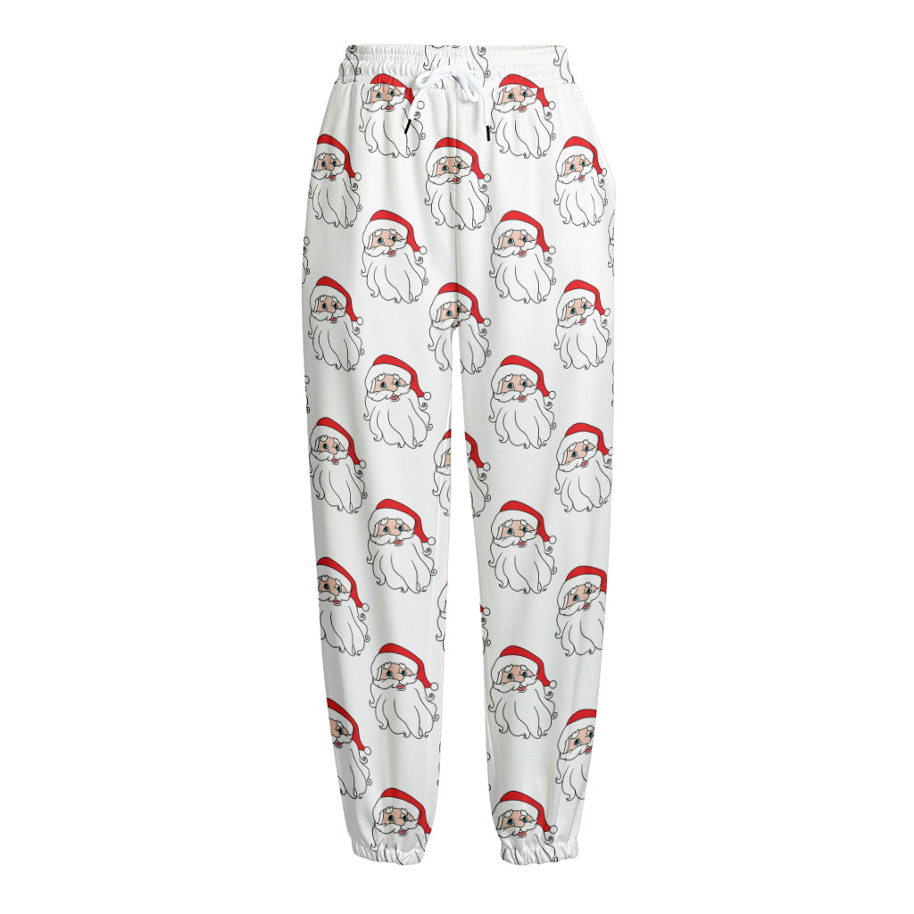 Christmas Santa Claus Pattern Print Fleece Lined Knit Pants