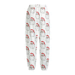Christmas Santa Claus Pattern Print Fleece Lined Knit Pants