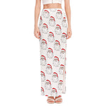Christmas Santa Claus Pattern Print High Slit Maxi Skirt