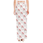 Christmas Santa Claus Pattern Print High Slit Maxi Skirt
