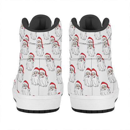 Christmas Santa Claus Pattern Print High Top Leather Sneakers