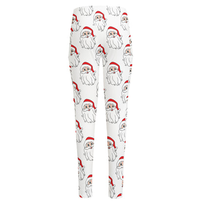 Christmas Santa Claus Pattern Print High-Waisted Pocket Leggings