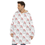 Christmas Santa Claus Pattern Print Hoodie Blanket