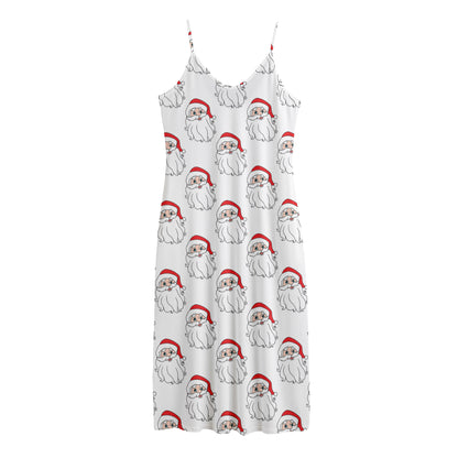 Christmas Santa Claus Pattern Print Jersey Midi Cami Dress