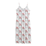 Christmas Santa Claus Pattern Print Jersey Midi Cami Dress