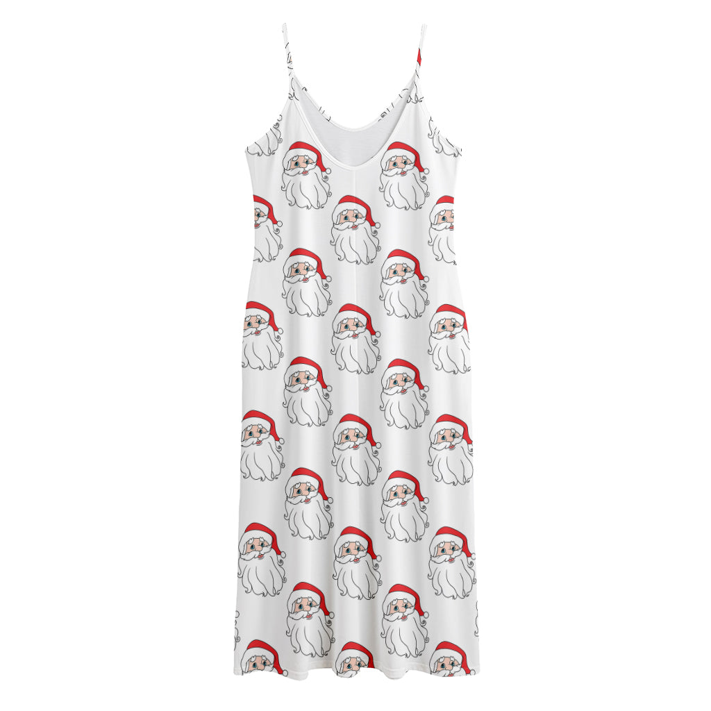 Christmas Santa Claus Pattern Print Jersey Midi Cami Dress