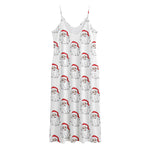 Christmas Santa Claus Pattern Print Jersey Midi Cami Dress
