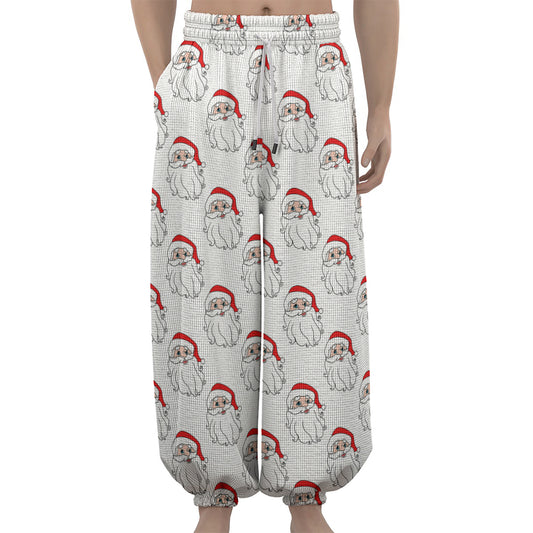 Christmas Santa Claus Pattern Print Lantern Pants