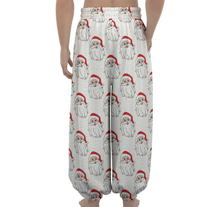 Christmas Santa Claus Pattern Print Lantern Pants