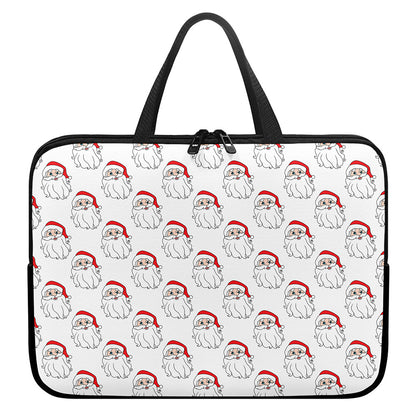 Christmas Santa Claus Pattern Print Laptop Sleeve With Handle