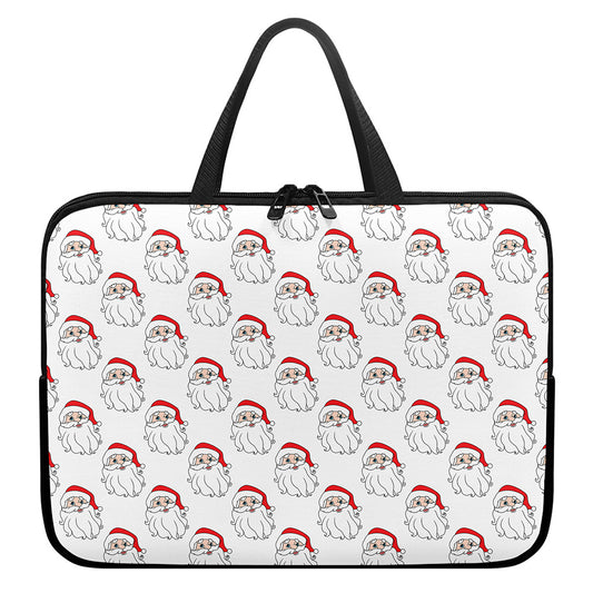 Christmas Santa Claus Pattern Print Laptop Sleeve With Handle