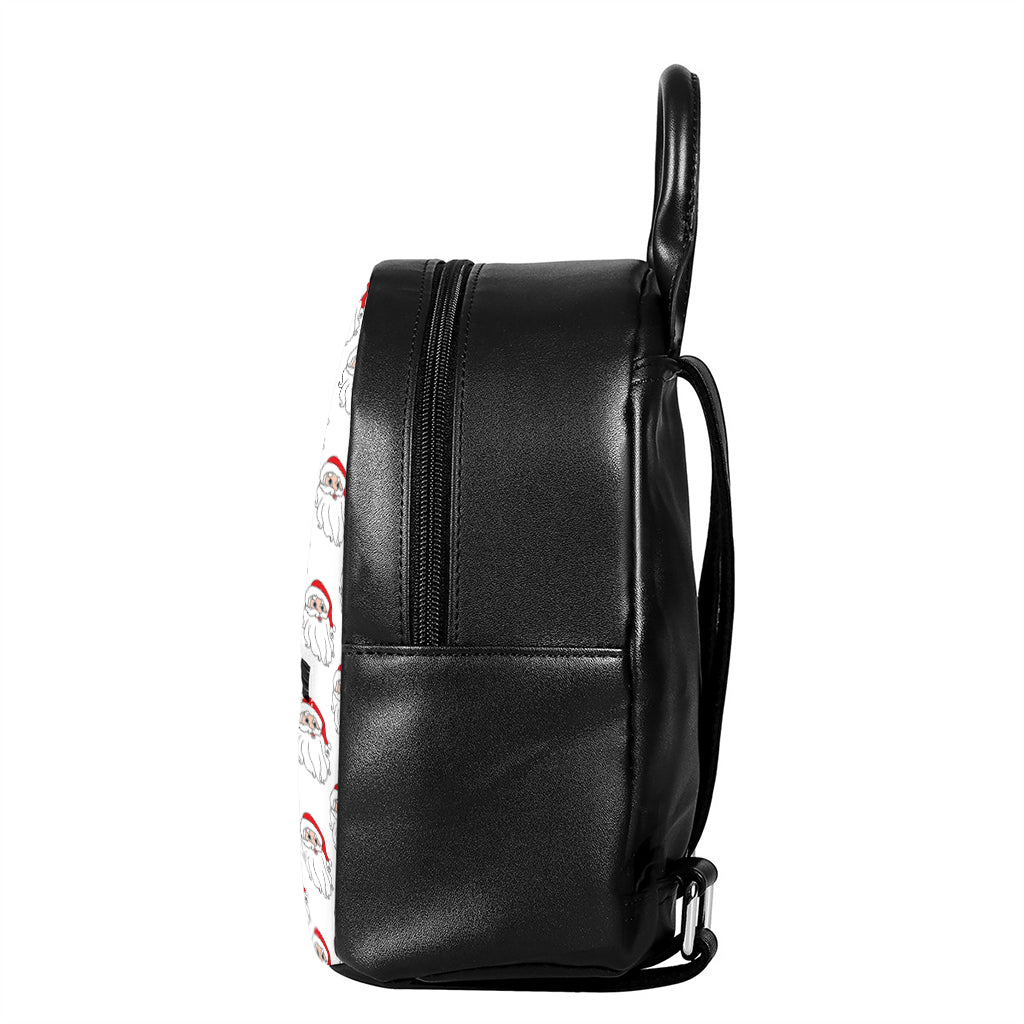 Christmas Santa Claus Pattern Print Leather Backpack