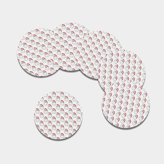Christmas Santa Claus Pattern Print Leather Coaster Set