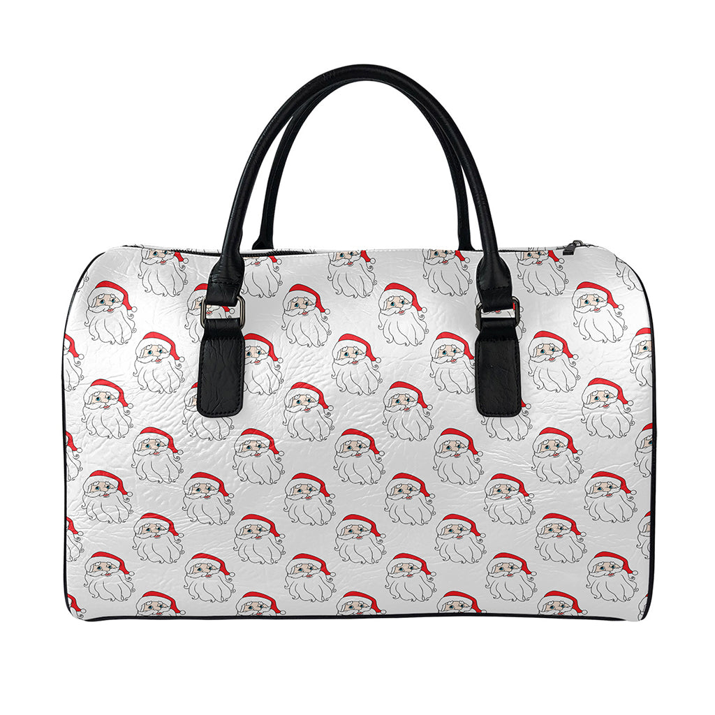 Christmas Santa Claus Pattern Print Leather Duffle Bag