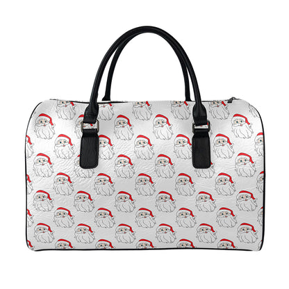 Christmas Santa Claus Pattern Print Leather Duffle Bag