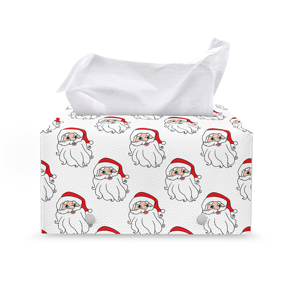 Christmas Santa Claus Pattern Print Leather Tissue Box Cover