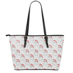 Christmas Santa Claus Pattern Print Leather Tote Bag
